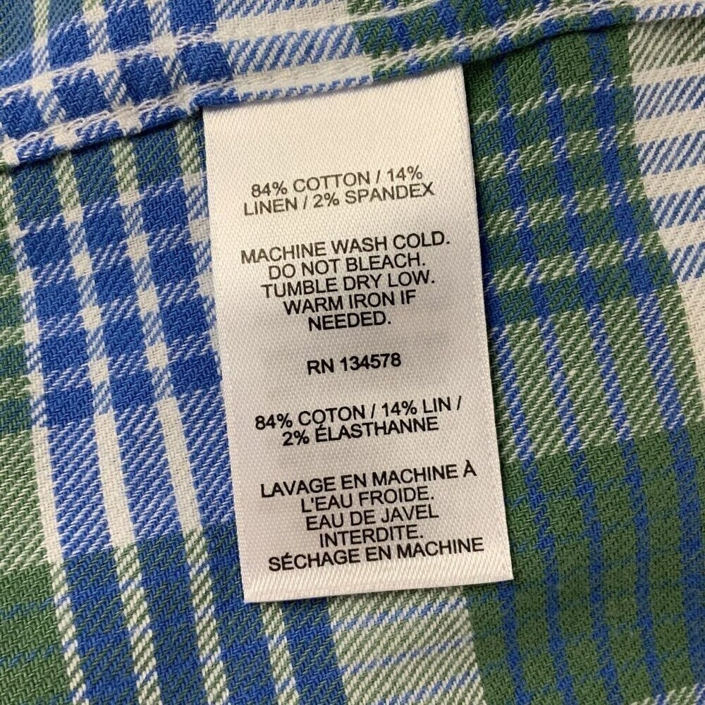 Vineyard Vines Island Twill Plaid Shirt Mens Size 2XL Blue Green Plaid Stretch - Picture 7 of 8